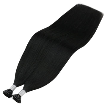 I Tip Real Human Hair Extensions Jet Black (#1) - FShine Shop